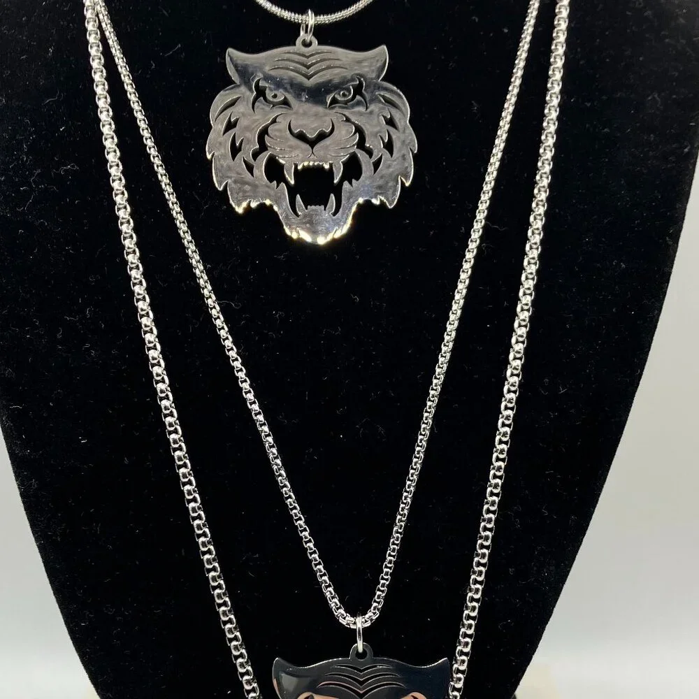 Stainless Steel Tiger Pendant Necklace Laser Cut Pendant + Choice of Chain